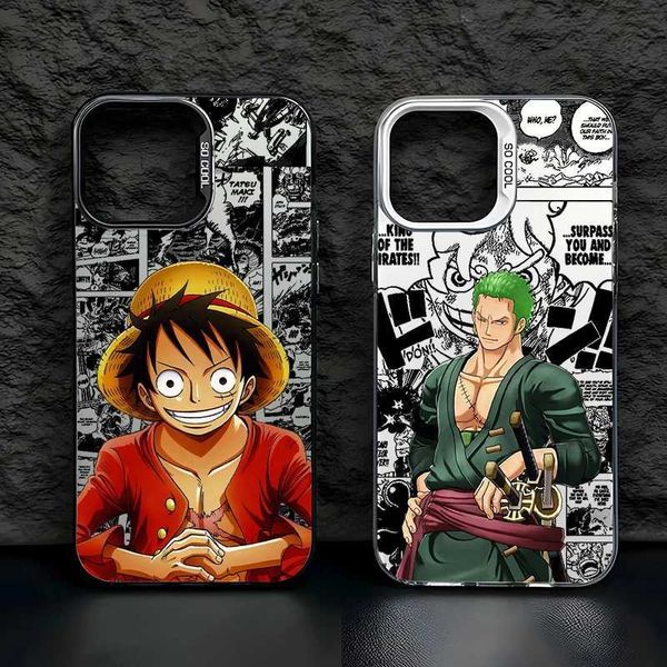 Cell Phone Cases One piece Luffy Zoro phone case suitable for iPhone 15 14 13 11 XS XR X Pro Max Plus color silver Funda H250210