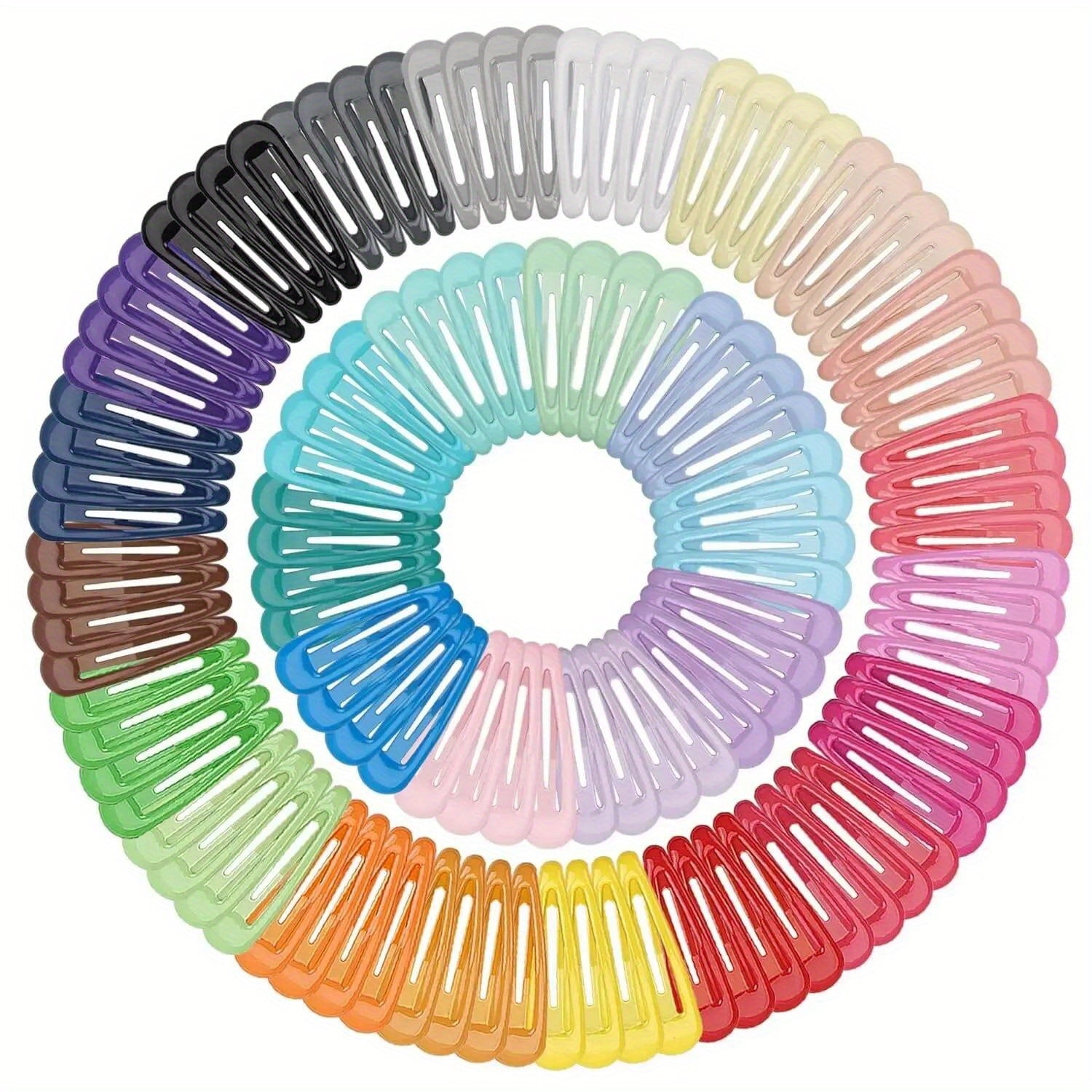 TEMU 15pcs-set Snap Hair Clips Candy Color Glossy 2 Inches No Slip Metal Hair Pins Clips Barrettes Accessories