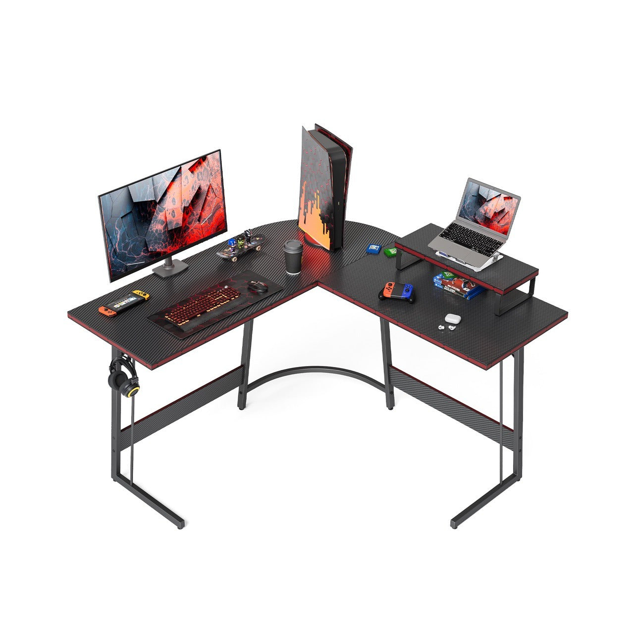 TEMU Study 120 X 120 Cm, Sturdy Desk L Shape For Office, Pc Corner Table, Computer Desk With Monitor Stand And Drawers, Space-saving, Easy To