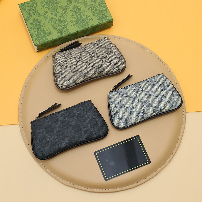 5A Designer wallet luxury Card Holder Mini Wallet cardholder Genuine Leather plaid style Key Chain wallet women with original box coin purse Passpor