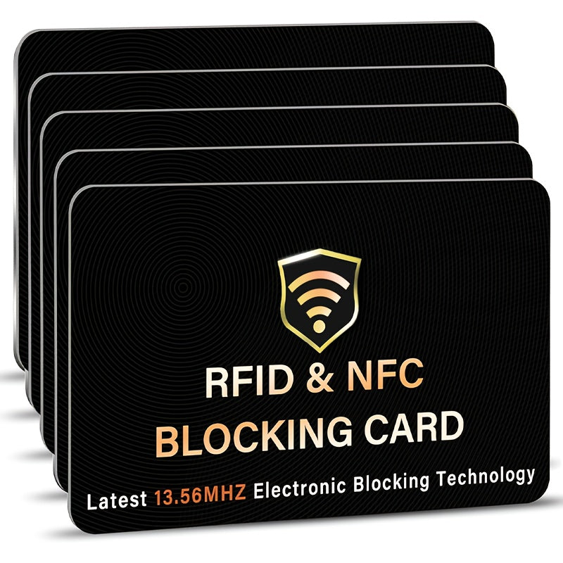 TEMU 5pcs Rfid-nfc Blocking Cards - Heavy-duty Anti-skimming Wallet Protectors, Instant For Credit-debit-passport, Rfid Killer Device For Smartphones