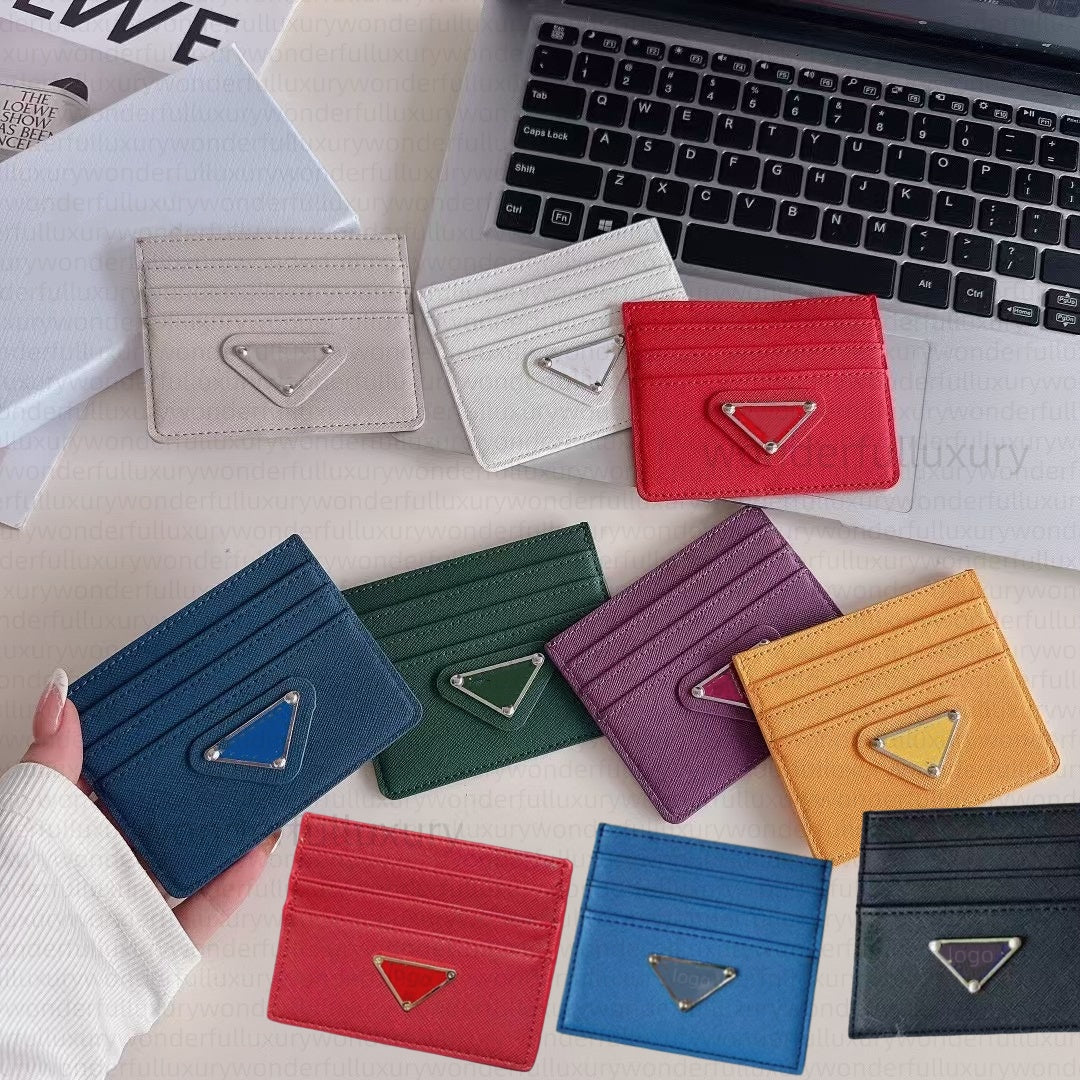 TOP Card Holders Credit Wallet Designer Men and Women Black Fashion 2024 Passport Cover ID Business Mini Coin Pocket for Ladies Purse Case Triangle