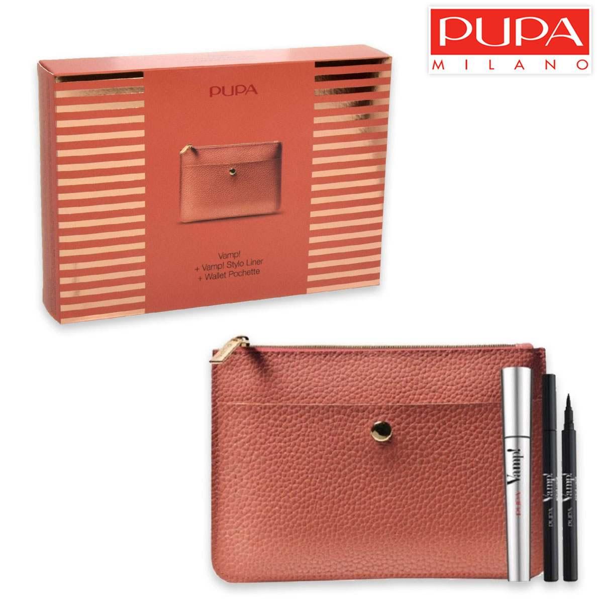 Pupa cof.new vamp mascara + vamp stylo liner + clutch bag