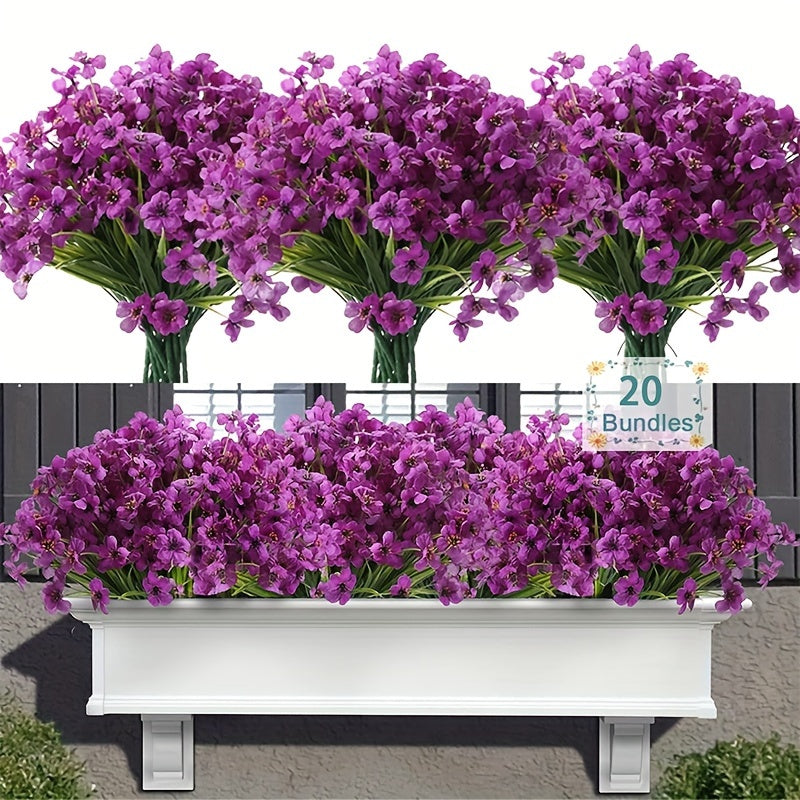 TEMU 20pcs Artificial Fall Flowers For Outdoors, Uv Resistant Fake Flowers With Plastic Plants, Flowers For Planter Outdoors, Window Box Front Porch