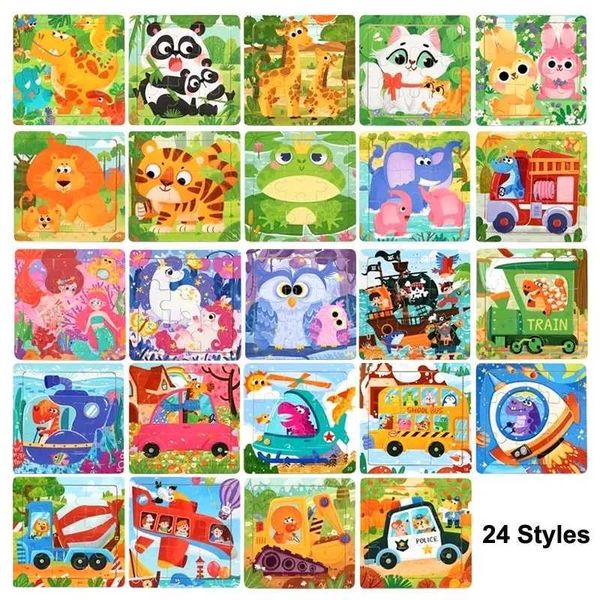 Montessori 3D Puzzle Wooden Toys for Children Animal Vehicle Wood Jigsaw Puzzle Educational Learning Toys for Kids LX241024