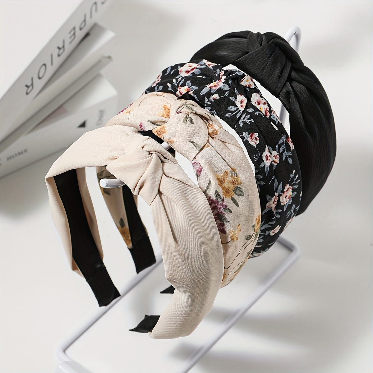 TEMU 4pcs Elegant Wide Brimmed Head Bands Trendy Non Slip Knotted Hair Hoops Stylish Hair Accessories For Women And Daily Use