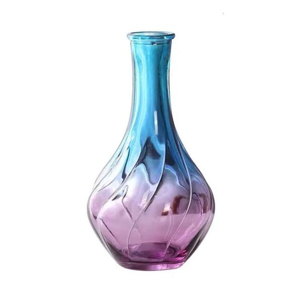 Vases Glass Creative Rich Simplicity Bamboo Lily Striped Vase Home Living Room Flower Arrangement 17cm Desk Ornaments