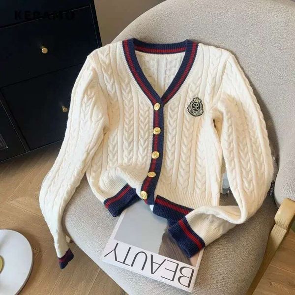2025 Autumn-winter Preppy Style V-neck Knitted Long Sleeved Cardigan For Women&#039;s Casual Decal Single Breasted Women&#039;s Loose Design