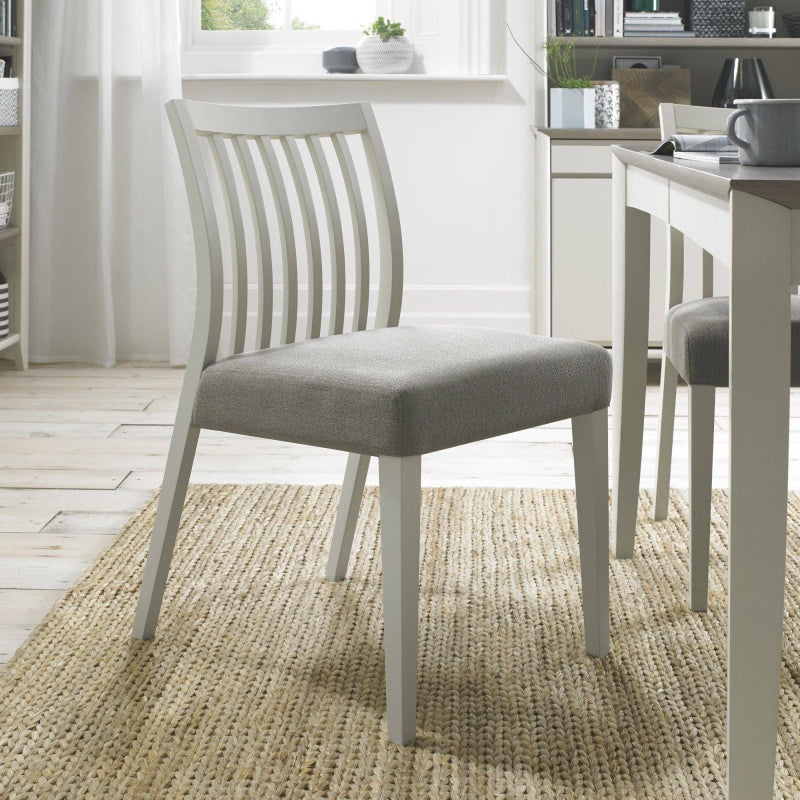 Brampton Grey Low Slat Back Fabric Chair Pair