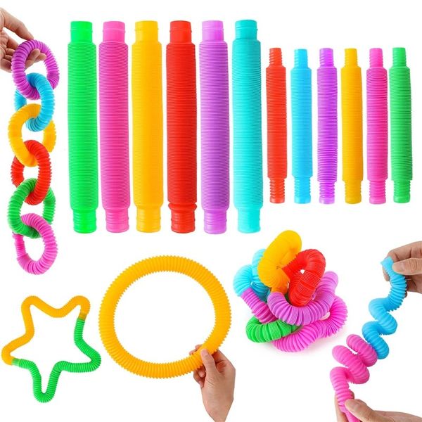 Party Favor Tubes Sensory Toy Colorful Plastic Telescopic Tube Toy Fidget Toys Squeeze Toy Gifts Stress Relief Toys