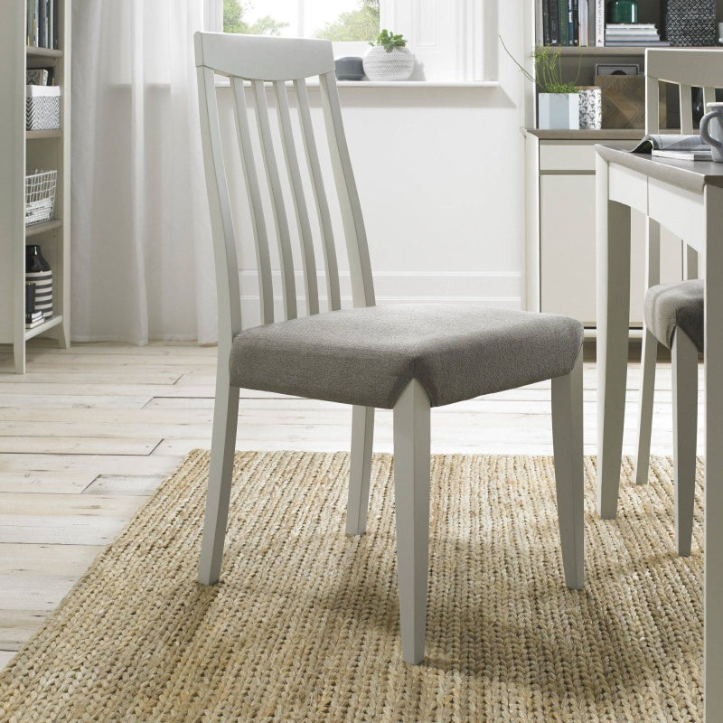 Brampton Grey Slat Back Fabric Chair Pair