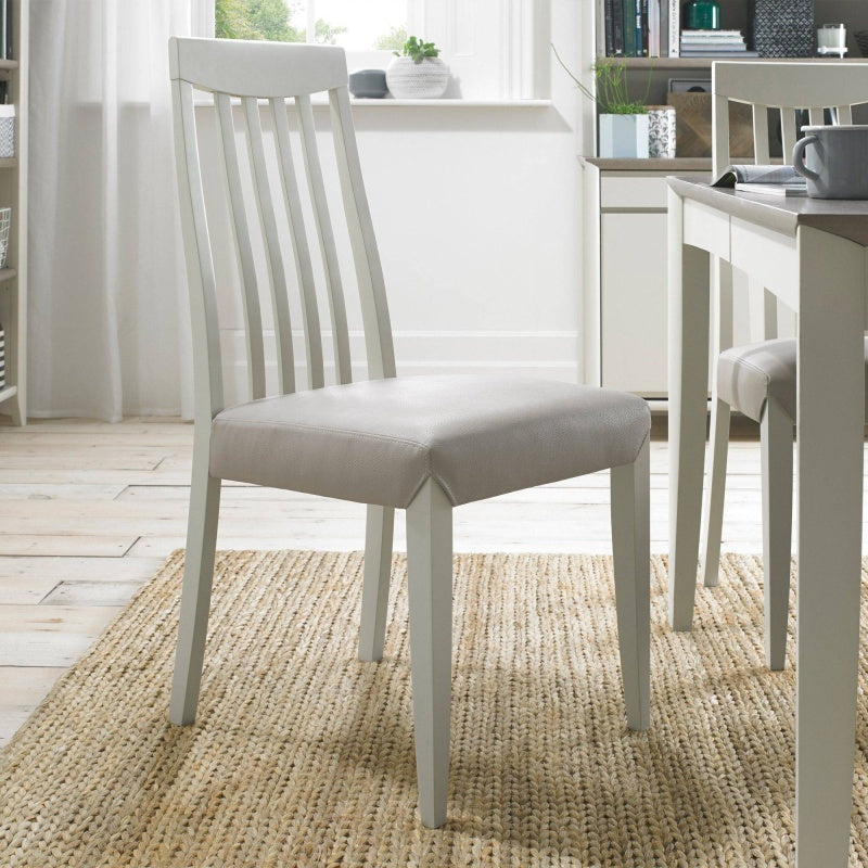 Brampton Grey Slat Back Bonded Leather Chair Pair