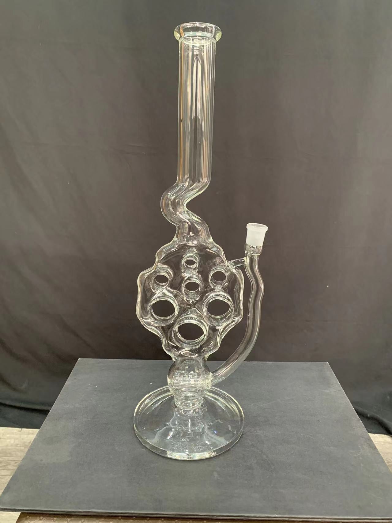 Customized version hole water smoke gun bang Porous bubbler hookah glass oil burner smoking bong Elf Bardab rig ash catcher Customizable color 18.5