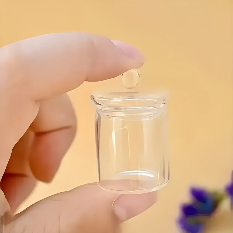 TEMU Mini Glass Jar - Transparent, Diy Scene Decoration, Suitable For Dollhouse Decoration And Collection Display, Festival Decoration