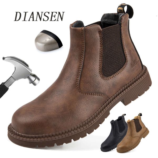 Water Proof Safety For Men Steel Head Leather Boots Male Footwear Indestructible Construction Work Shoes Brown dhshoesad