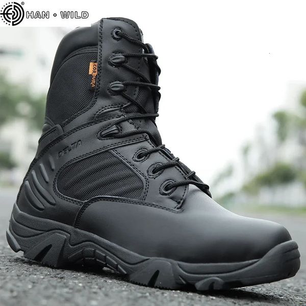 Tactical mens boots special forces leather waterproof desert combat ankle work shoes Plus size 3947 241014