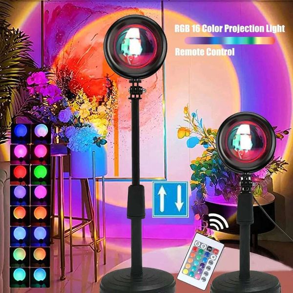 16 RGB Rainbow Atmosphere Projector Lamp Night Sunset Light For Bedroom Background Wall Tiktok Same