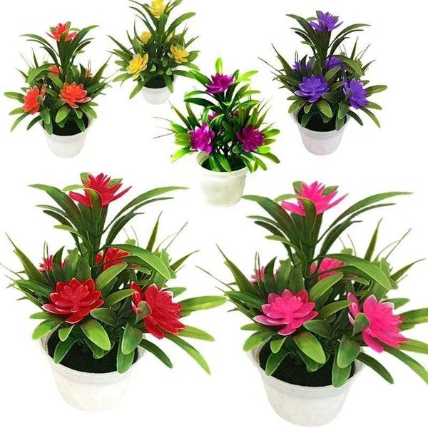 Artificial Potted Simation Fake w Red Orange ple Plants Flower He Garden Table Decoration Ro Ornament BonsaiT250118