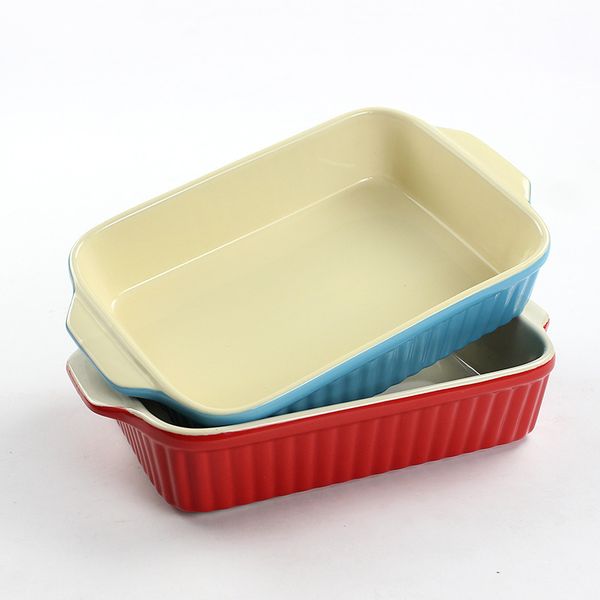 Ceramics Rectangular Baking Dishes with Handle for Oven Ceramic Baking Pan Lasagna Casserole Pan Individual Bakeware