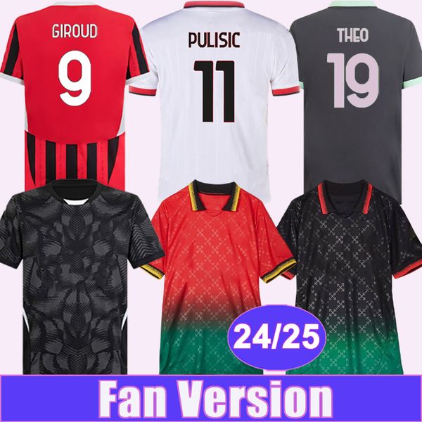 24 25 GIROUD THEO Mens Soccer Jerseys CALABRIA BENNACER ADLI KALULU TOMORI KJER THIAW POBEGA Home Away 3rd 4TH GK Football Shirts Uniforms