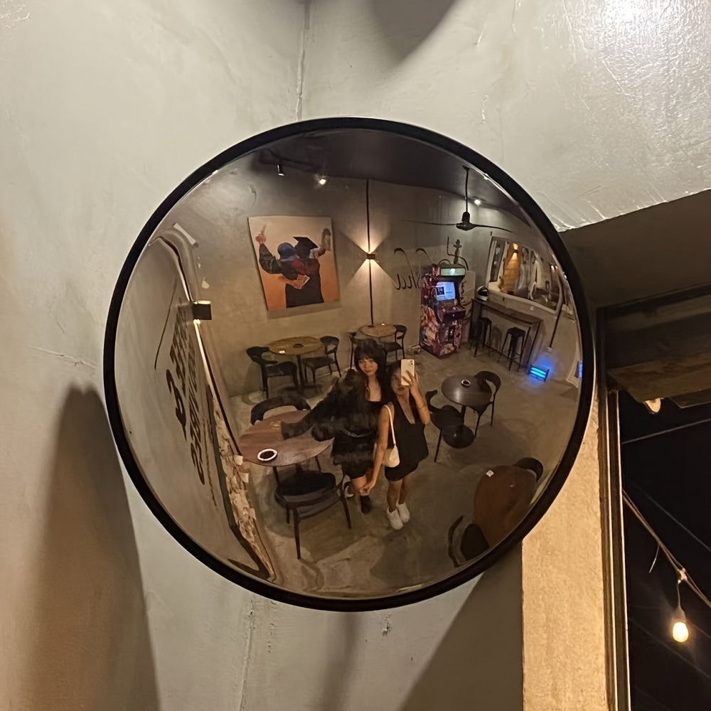 TEMU Art Decorative Round Wall Hanging Mirror, Plastic Frame, Full-length Horizontal Positioning, No Electricity Needed, Suitable For Living Room And