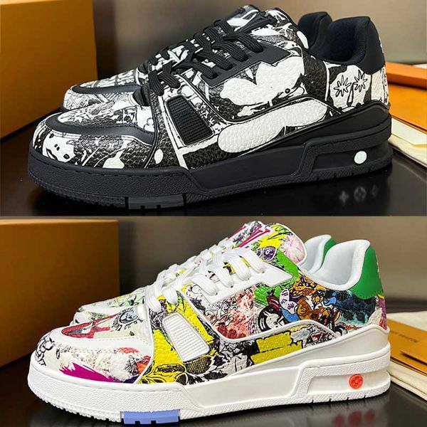 Trainer Sneaker Designer Mens Sports Shoes Printed Graffiti Comic Pattern Upper Rubber Sole Men Vintage Basketball Shoes Skateboarding Shoes