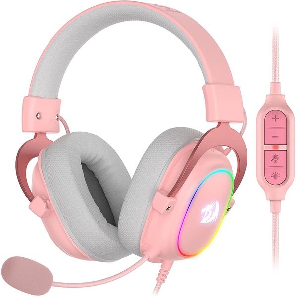 n Pink Earpiece RGB Wired Gaming Headset - 7.1 Surround Sound Multi Platforms Headphone USB Powered for PC-PS4-NS