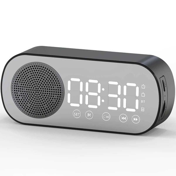 Digital Alarm Clock etooth 5.0 Speaker LED Display Mirror Desk Alarm Clock with FM Radio port TF Card Play Hands-Free CallT250114