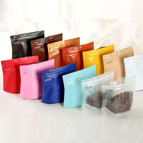 25Pcs Thick 100G~1 Pounds Stand Up Aluminum Foil Vae Packaging Pouches Coffee Bean Tea Nuts Grains Heat Sealable Zip Lock Bags