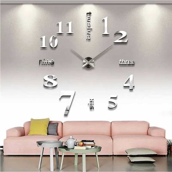New DIY Wall Clock Quartz Needle Watch Acrylic Letter Mirror Stickers Living Room Game Room Home Decoration European Horloge W250107