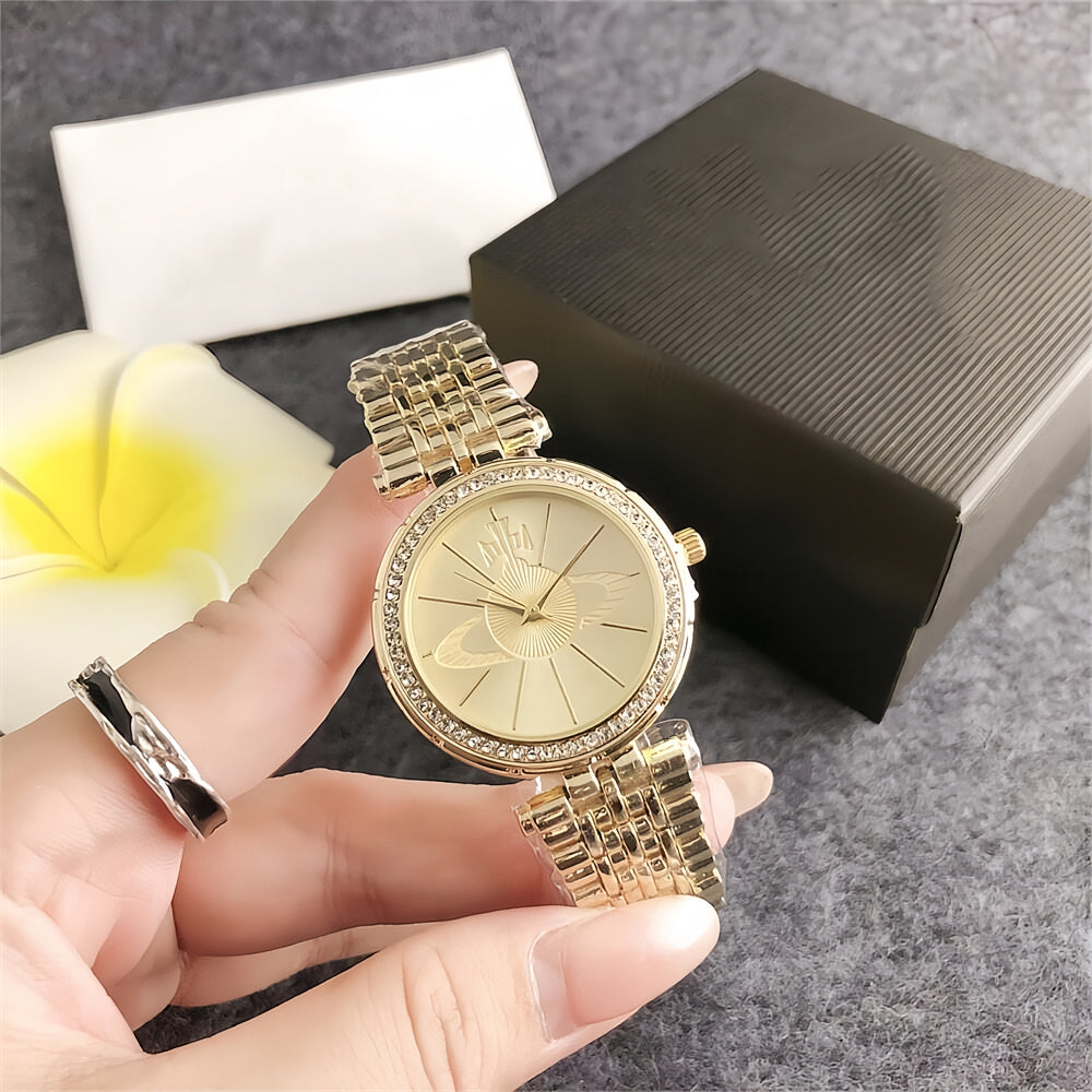 Fashion Brand Wrist Watch Women Girl Ladies Beautiful Exquisite Crystal Style Steel Metal Band Quartz Clock VW01