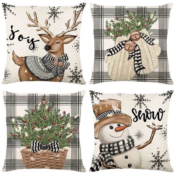 45cm Merry Christmas Cushion Cover Pillowcase 2024 Christmas Decorations for Home Ornament New Year Christmas Decor 2025 NoelXJ241007
