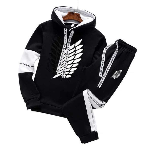 Trechsuits masculinos Mens Ruito de rastreio imprimindo casual Branco com capuz com capuz Capuz Casa de fitness Roupas de fitness moda Trend