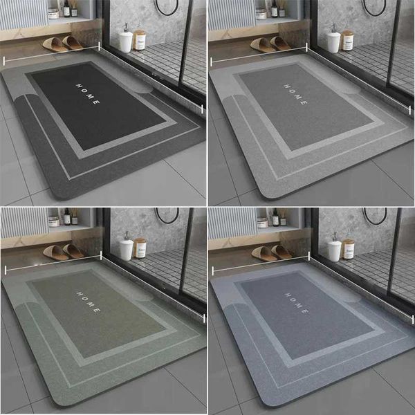 Super Absorbent Entrance Floor Mat Bathroom Non Slip Diatom Mud Carpet Shower Tub Outdoor Rugs for Home Living Room DecorationC241227