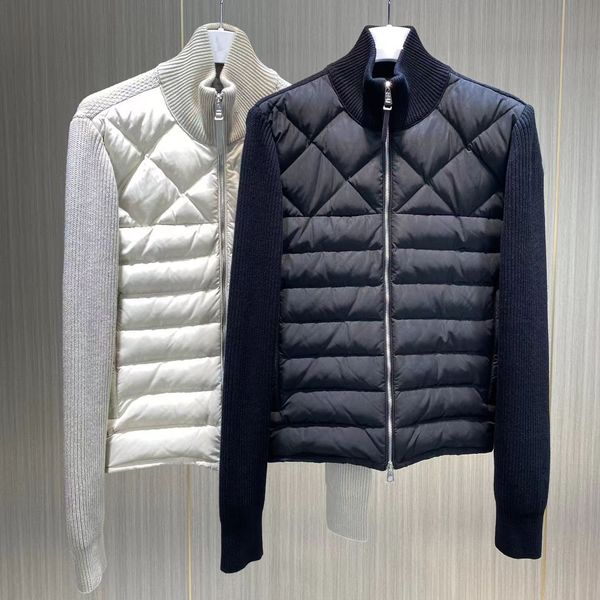 Luxury Designer Mens Puffer Jacket Women Embroidered Badge Stand Collar Knitted Splice Sweater Lightweight Down Jacket Sweater Casual Jacket