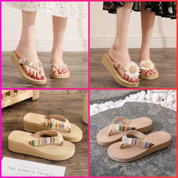 2025 free shipping buckle slides women mens Colorful flowers summer waterproof sandals slide slippers triple Beige weaving sliders beach sho