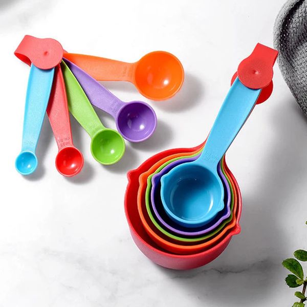 10Pcs Measuring Spoons Colorful Plastic Cups Useful Sugar Cake Baking Spoon Kitchen Tool DIY Supplies 241114