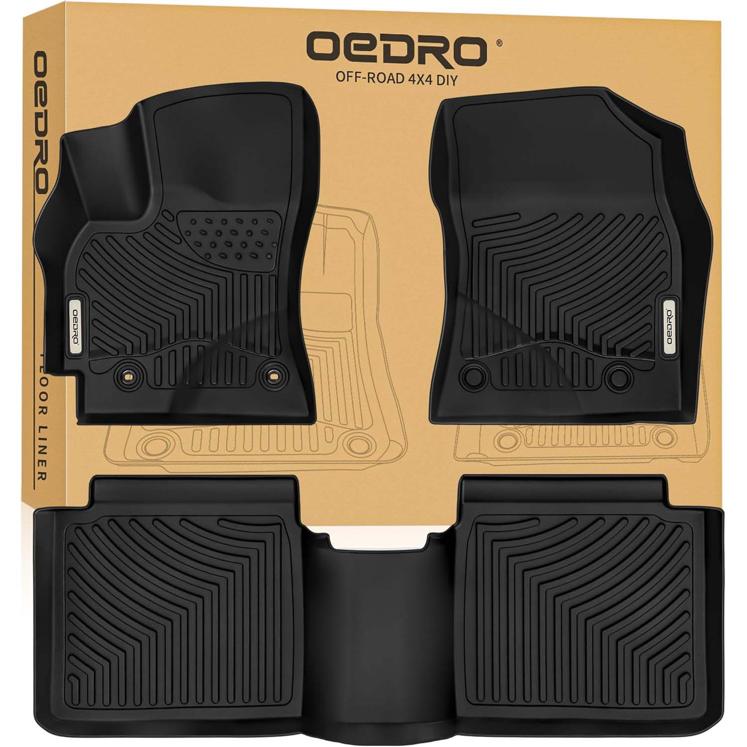 OEDRO Floor Mats for 2014-2019 Toyota Corolla with Automatic Transmission, All Weather Guard Full Set Floor Liners