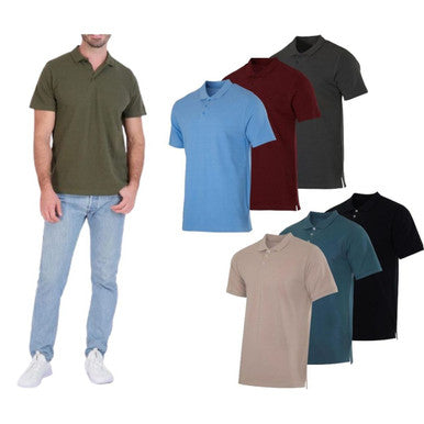 Men's Cotton Pique Short Sleeve Polo Shirts (3-Pack) - 4XL