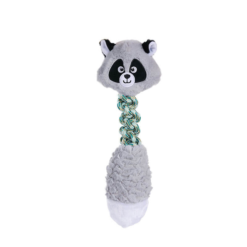 Rope Squeaky Dog Interactive Toy - Animal Series, Raccoon