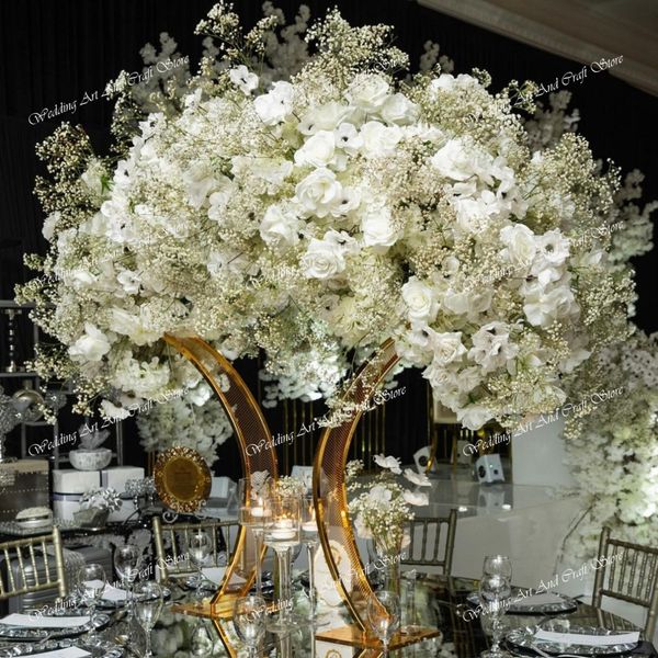 80cm tall) Metal Tall Trumpet Flower Vase For Wedding, Customize Metal Floor Vase gold Flower Arrangement Stand for Wedding