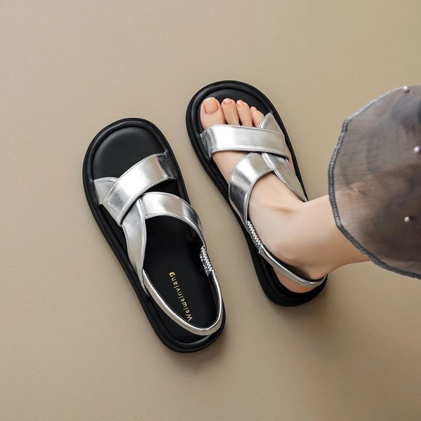 French style with skirt sandals women wear summer line with fairy wind soft soled Roman shoes 241228