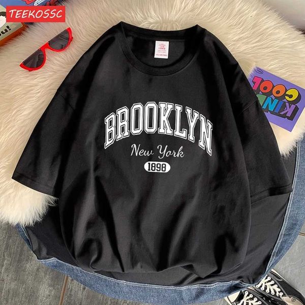 Brooklyn 1898 New York City Letter T-shirt Mens ombro da tribo Cartoon T-shirt Fashion High T-Shirt Normcore Art Clothing Y241113