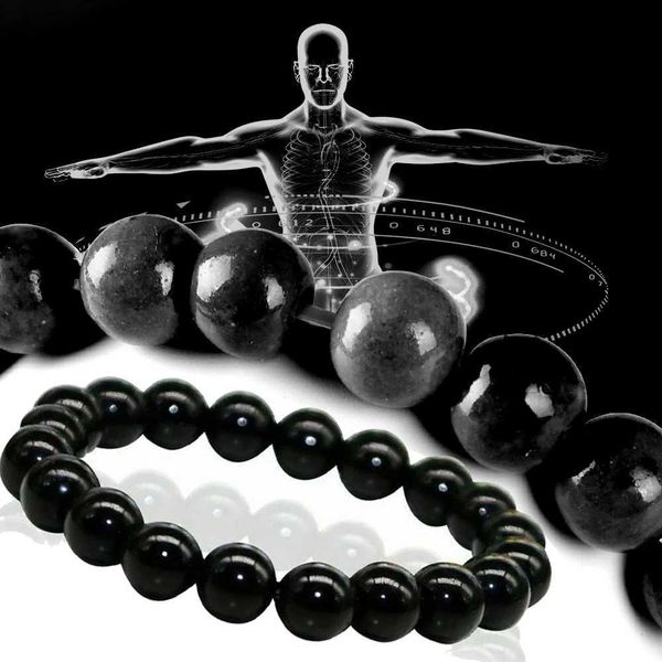 Natural Black Obsidian Stone Bracelet Promote Blood Circulation Relax Anxiety Relief Healthy Weight Loss Bracelets Women Men Y240911