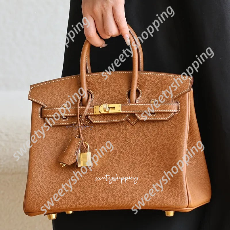 Designer Birkini 30 Bag Togo Epsom Ladies Lychee Handbag Shoulder Skew Whole Grain Shoulder Bags Messenger Cowhide Grain Leather Plain Elephant Grey