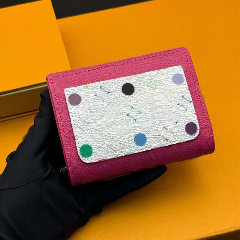 Mini Coin Purses Wallets Clea Designer Short Wallet Fashion Trend Credit Cards Holders Zipper Pocket Bags Genuine Leather ID Card Holder Comes