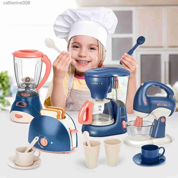 Kitchens Play Food Mini Household Appliances Kitchen Toys Pretend Play Set with Coffee Maker Blender Mixer and Toaster for Kids Boys Girls G