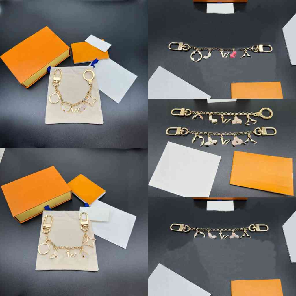 Plated gold keyrings designer bag charm key chain card holder car accessories solid letters wallet keychain designer double buckle faf243
