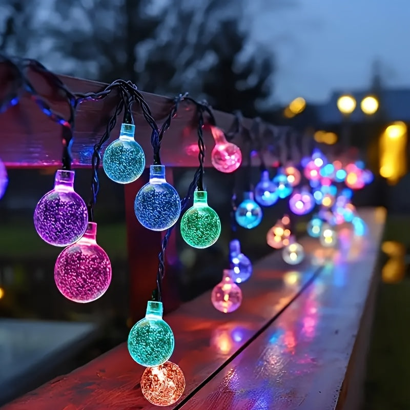 TEMU 1pc -100 Led Solar String Lights, Outdoor Crystal Ball Light, Solar Flower Light, Fairy Light, Bubble Ball Light, Halloween Decorative Light,