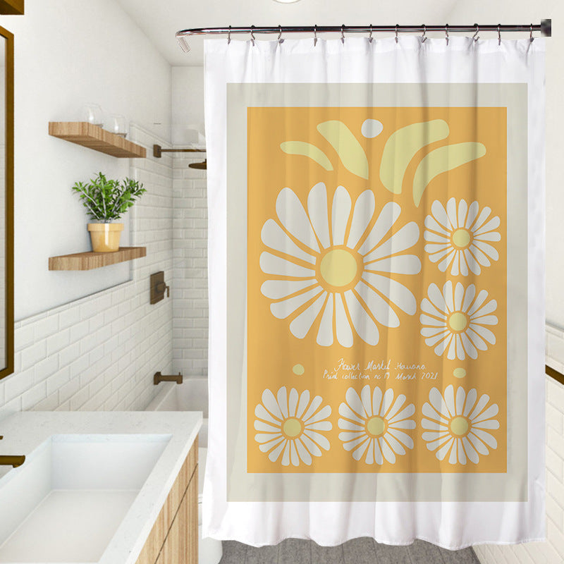 YL-37221 small fresh ins shower curtain bathroom bathroom screen curtain hand-painted shower curtain factory direct sales wholesale